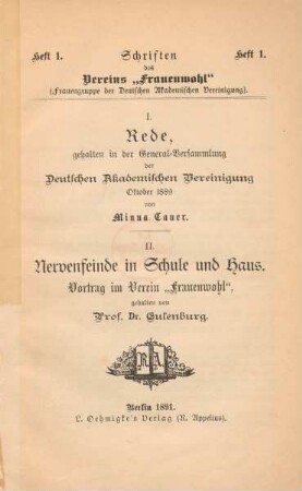 Rede, gehalten in der General-Versammlung der Deutschen Akademischen Vereinigung Oktober 1889