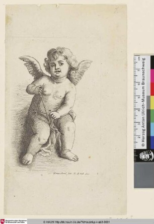 [Putto eine Triangel spielend]