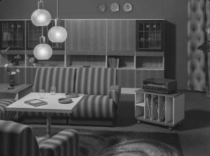 Tonmöbel : Wohnzimmermöbel. Anbauwand mit Sitzgruppe, Couchtisch und Tonmöbel (1974; Möbelkombinat Nord (MKN))