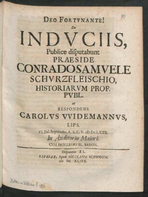 [Disputatio XL.] De Induciis