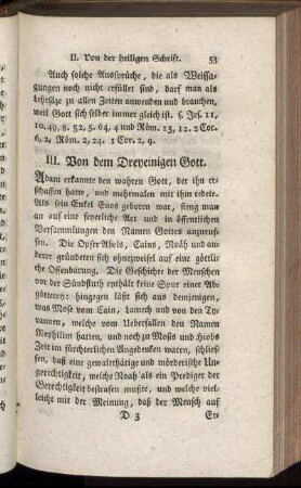 III. Von dem Dreyeinigen Gott.