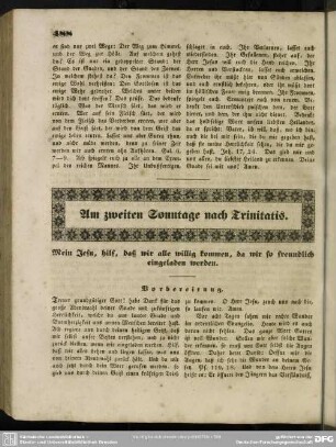 Am zweiten Sonntage nach Trinitatis