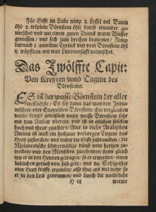 Das Zwölffte Capit: Von Krefften und Tugent des Börnsteins