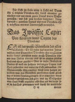 Das Zwölffte Capit: Von Krefften und Tugent des Börnsteins