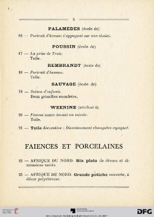 Fainces et Porcelaines (Nr. 22-61)