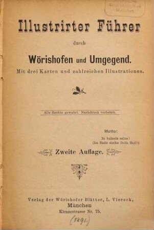 Illustrirter Führer durch Wörishofen und Umgegend : Mit drei Karten und zahlreichen Illustrationen