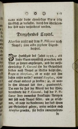 Dreyzehendes Capitel. Aloysius reiset mit dem P. Piscator nach Neapel;[...]