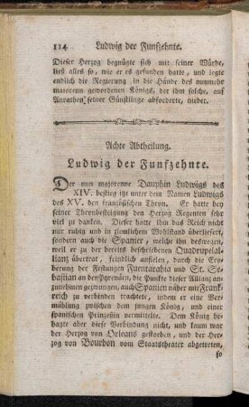 Achte Abtheilung. Ludwig der Funfzehnte
