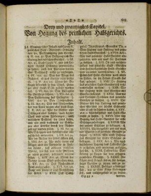 Drey und zwantzigstes Capitel. Von Hegung des peinlichen Halsgerichts