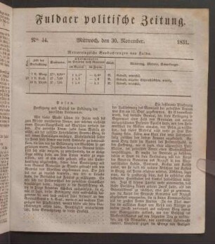 Mittwoch, den 30. November. 1831