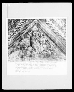Ausmalung der Camera degli Sposi — Deckenmalereien — Stichkappe mit Szene aus dem Mythos von Herakles: Nessus entführt Deianira