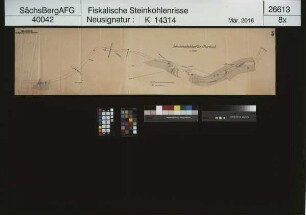 Erzgebirgischer Steinkohlen-Aktienverein, Zwickau, noch anstehende, bauwürdige Flözflächen auf dem Schichtenkohlenflöz, Oberbank