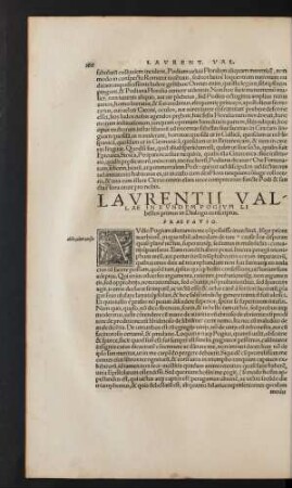 Laurentii Vallae In Eundem Pogium Libellus primus in Dialogo conscriptus.