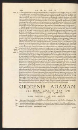 Origenis Adamantii Peri Archōn Seu De Principiis Liber Quartus.