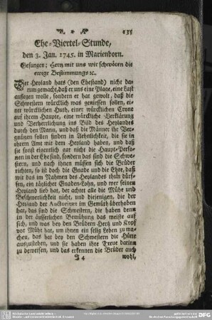 Ehe-Viertel-Stunde, den 3. Jan. 1745. in Marienborn