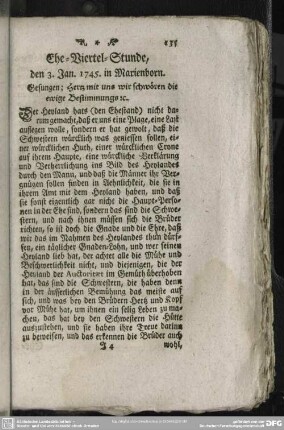 Ehe-Viertel-Stunde, den 3. Jan. 1745. in Marienborn
