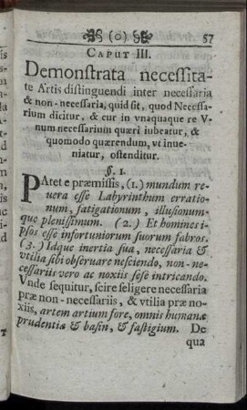 Caput III. Demonstrata necessitate Artis ...