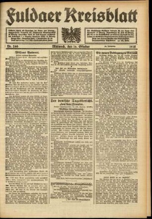 Ausgabe vom Mittwoch, den 16. Oktober 1918.