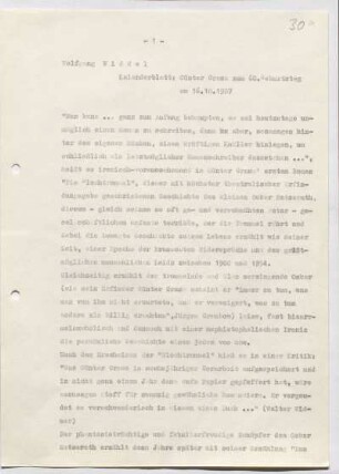 [W202]: Kalenderblatt: Günter Grass zum 60. Geburtstag am 16.11.1987