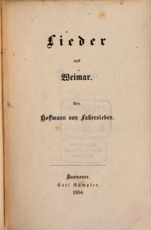 Lieder aus Weimar