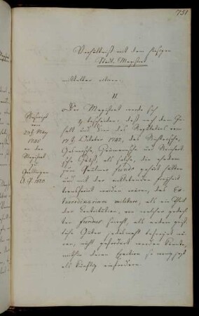Abschriftliche Benachrichtigung [Stadt Göttingen] über die Regelung der Extraordinarii Militaris für Universitätsverwandte.