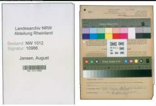 Entnazifizierung August Jansen , geb. 31.01.1890 (Schlosser)