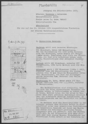 Neubronn-Leinroden: Pfarrbericht 1956