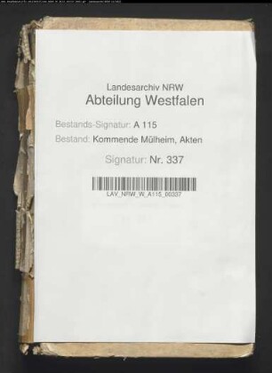 Archivrepertorium der Kommende Mülheim (Lit. J 44 - V 4).