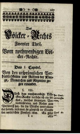 Des Völcker-Rechts. Zweyter Theil, Vom nothwendigen Völcker-Rechte.