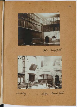 St. Mary’s Hall, Coventry: Innenansichten (aus: Skizzen- und Fotoalbum 26)