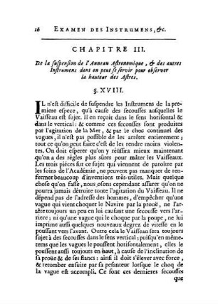 Chapitre III. De la suspension de l'Anneau Astronomique, & des autres Instrumens dont on peut se servir pour observer la hauteur des Astres