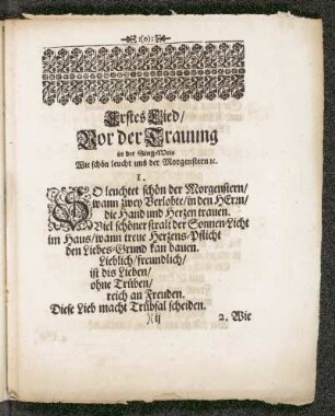 Erstes Lied/ Vor der Trauung in der Sing-Weis Wie schön leucht uns der Morgenstern ...