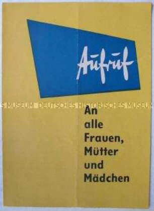 Flugschrift mit dem Aufruf des DFD-Bundesvorstandes zum Frauenkongreß der DDR 1964
