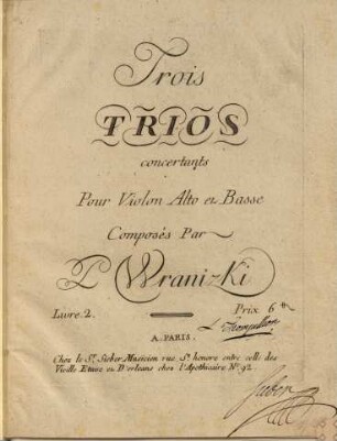Trois trios concertants pour violon, alto et basse : livre 2