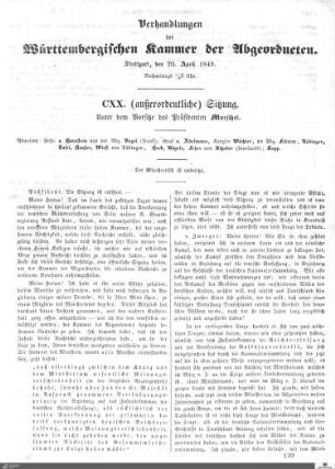120. Sitzung, Stuttgart, 20.4.1849