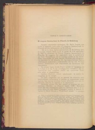 El Congreso Internacional de Filosofía de Heidelberg