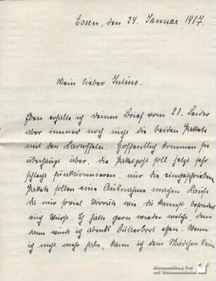 Hedwig Lauth an ihren Ehemann am 24.01.1917 (3.2012.1801)