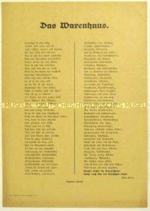 Antisemitisches Flugblatt in Versform gegen Warenhäuser