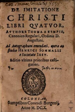 De Imitatione Christi Libri Qvatvor