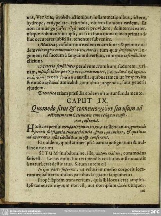 Caput IX. Quomodo situs & connexio chreian seu usum ad actionem tum Galenicam tum reliquas conferat, ostendit