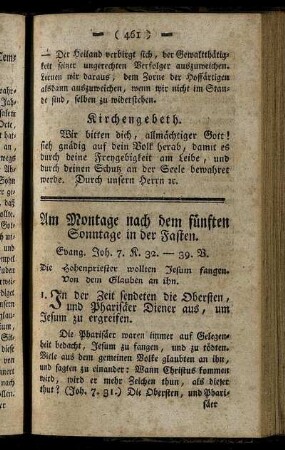 Am Montage nach dem fünften Sonntage in der Fasten.