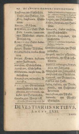 De Vestiariis Artibus. Locus LXXI. - De Malis Artibus. Locus LXXVI.