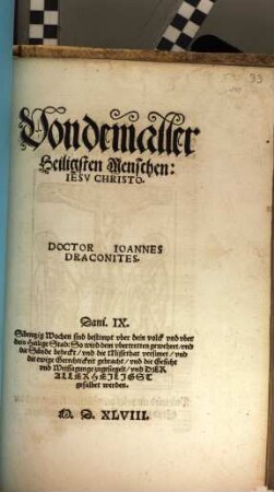 Von dem aller Heiligsten Menschen Jesu Christo