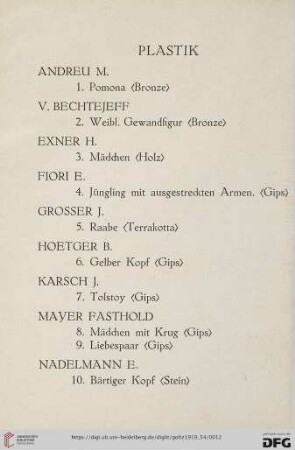 Plastik (Nr. 1-12)
