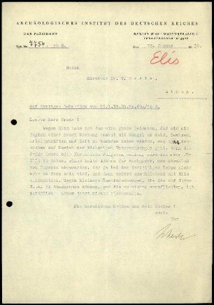 M. Schede an W. Wrede