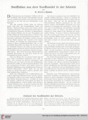 Verband der Kunsthänlder in der Schweiz / Aus der Museumswelt / Kunstauktionen / Kunstausstellungen / Londoner Kunstschau / Aus Hollands Kunstleben / Leipziger Messe / Bibliographische und bibliophile Notizen / Neue Kunstbücher / Gedenktafeln aus Porzellan