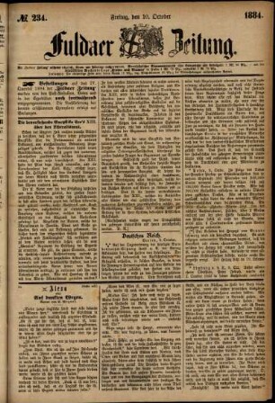 Ausgabe vom Freitag, den 10. Oktober 1884.