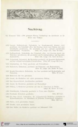 Nachtrag (Nr. 1252-1287)