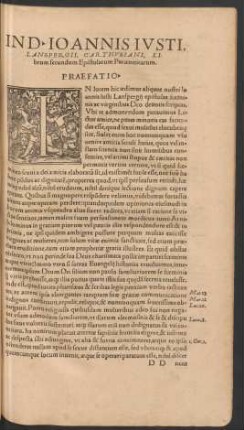 In D. Ioannis Iusti ... Librum secundum Epistolarum Paraeneticarum. Praefatio.