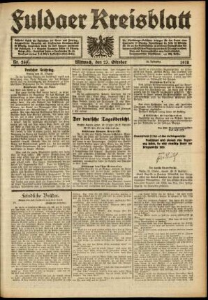 Ausgabe vom Mittwoch, den 23. Oktober 1918.
